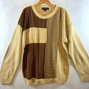 Vintage 90s Mens Colorblock Sweater Sz XL Oversized Grandpa Streetwear Grunge